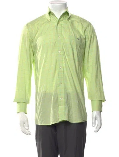 Pre-owned Lacoste Plaid Print Long Sleeve Shirt In Green