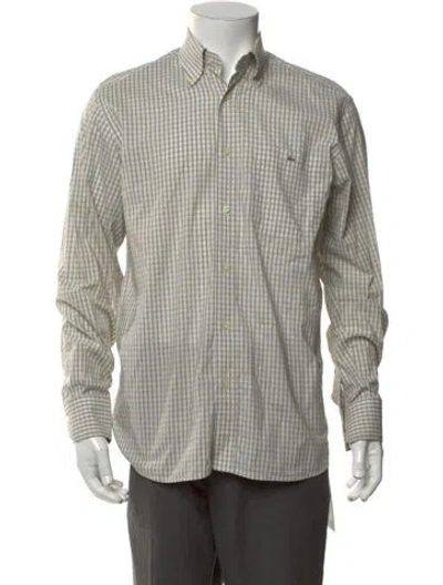Pre-owned Lacoste Plaid Print Long Sleeve Shirt In Neutrals