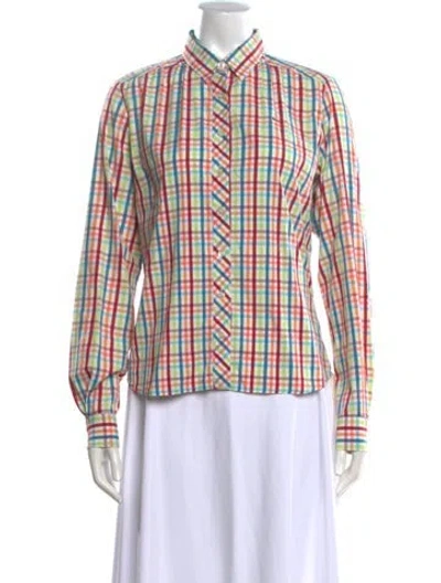 Pre-owned Lacoste Plaid Print Long Sleeve Top In Multicolor
