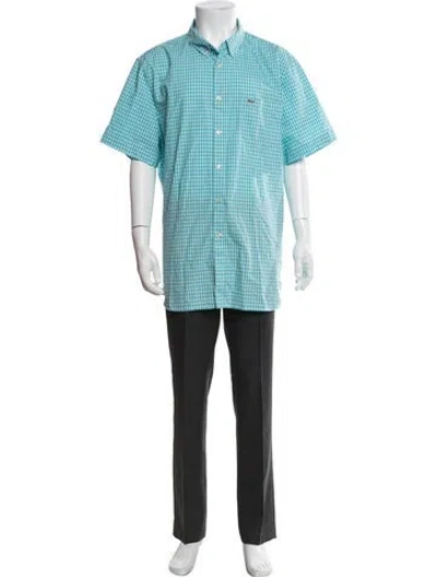Pre-owned Lacoste Plaid Print Short Sleeve Shirt In Blue