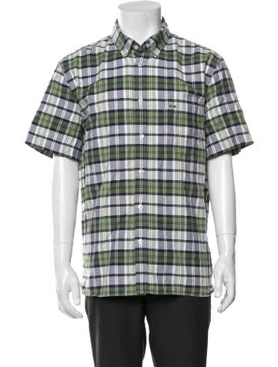 Pre-owned Lacoste Plaid Print Short Sleeve Shirt In Green
