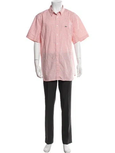 Pre-owned Lacoste Plaid Print Short Sleeve Shirt In Pink