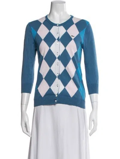 Pre-owned Lacoste Plaid Print Sweater In Blue