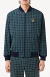 LACOSTE PLAID WATER REPELLENT BOMBER JACKET