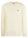 LACOSTE LACOSTE PLAITED WOOL CREW NECK SWEATER