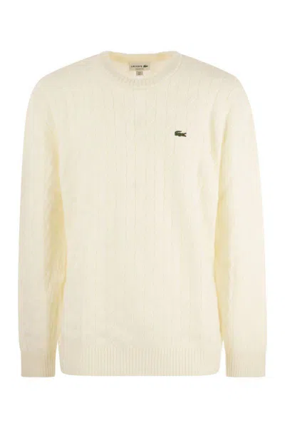 LACOSTE LACOSTE PLAITED WOOL CREW-NECK SWEATER