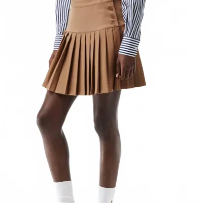 Lacoste Pleated Button Waist Skirt In Brown Six