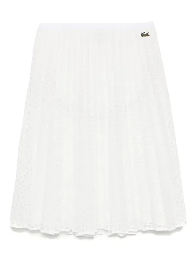 Lacoste Pleated Lace Skirt In White