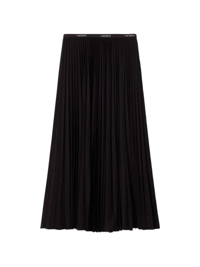 Lacoste Pleated Maxi Skirt In Black