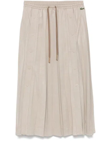 Lacoste Pleated Maxi Skirt In Neutrals
