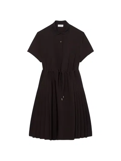 Lacoste Pleated Midi Dress In Black
