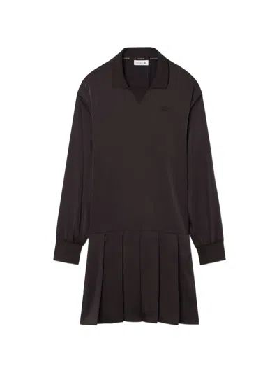 Lacoste Pleated Mini Dress In Brown