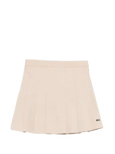 Lacoste Pleated Mini Skirt In Neutral