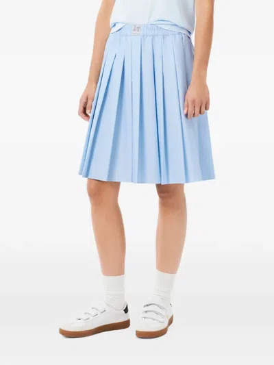 Lacoste Pleated Petit Piqué Effect Midi Skirt - S (36) In Blue