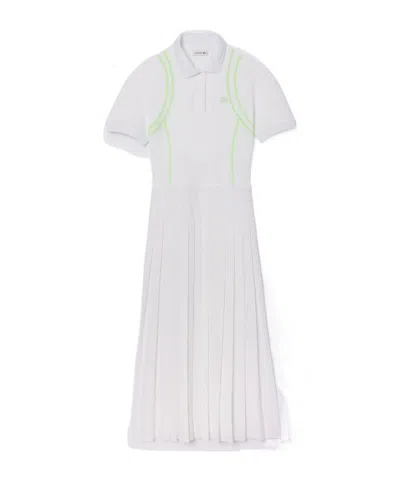 Lacoste Pleated Polo Dress In White