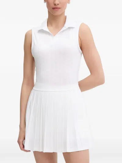 Lacoste Pleated Sleeveless Mini Dress In White