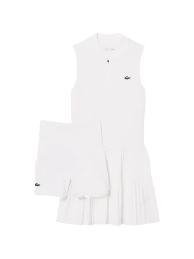 Lacoste Pleated Sleeveless Mini Dress In White