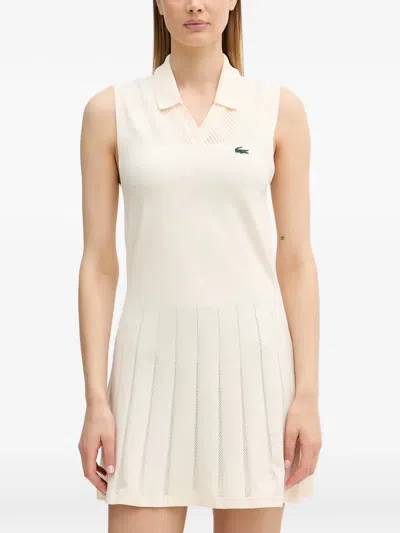 Lacoste Pleated Sleeveless Mini Dress In White