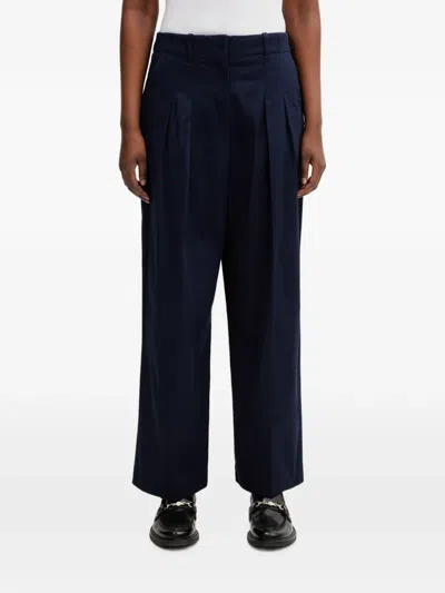 Lacoste Pleated Wide-leg Tailored Trousers In Black