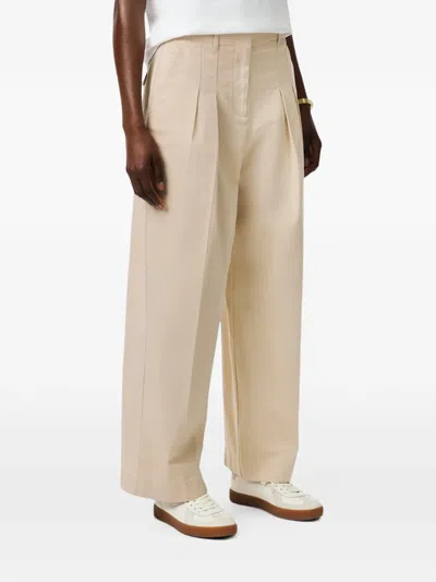 Lacoste Pleated Wide-leg Trousers In Neutral