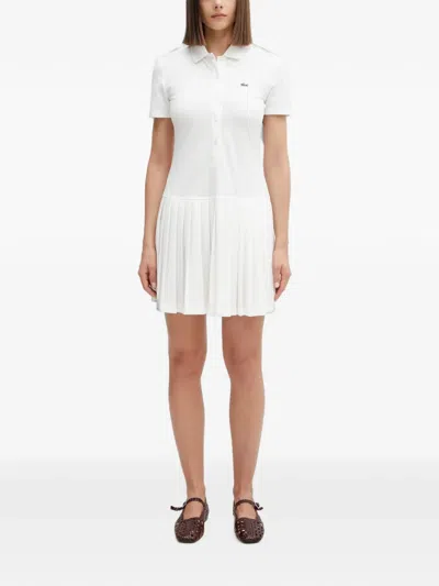 Lacoste Pleated-skirt Polo Mini Dress In White