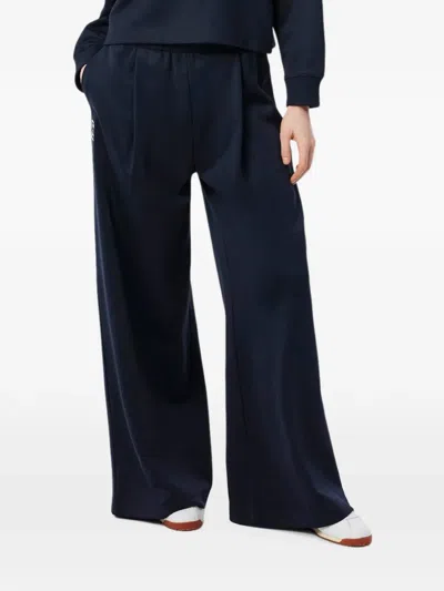 Lacoste Pleat-front Piqué Sweatpants In Blue