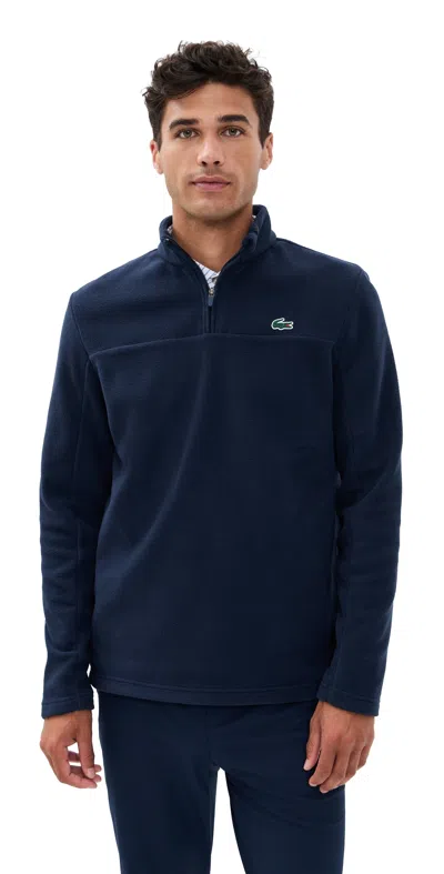 Lacoste Polar Fleece Quarter Zip Navy Blue