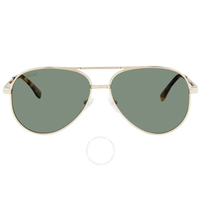Lacoste Polarized Green Pilot Unisex Sunglasses L233sp 714 60 In Gold / Green