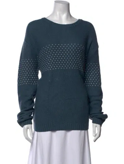 Pre-owned Lacoste Polka Dot Print Crew Neck Sweater In Blue