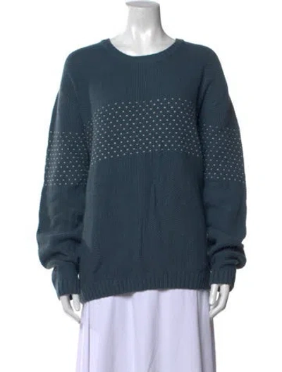 Pre-owned Lacoste Polka Dot Print Crew Neck Sweater In Blue