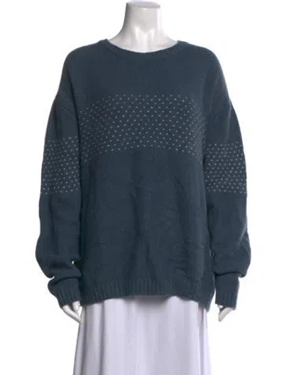 Pre-owned Lacoste Polka Dot Print Crew Neck Sweater In Blue