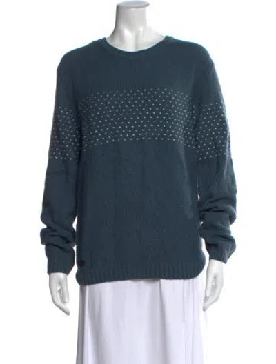 Pre-owned Lacoste Polka Dot Print Crew Neck Sweater W/ Tags In Blue