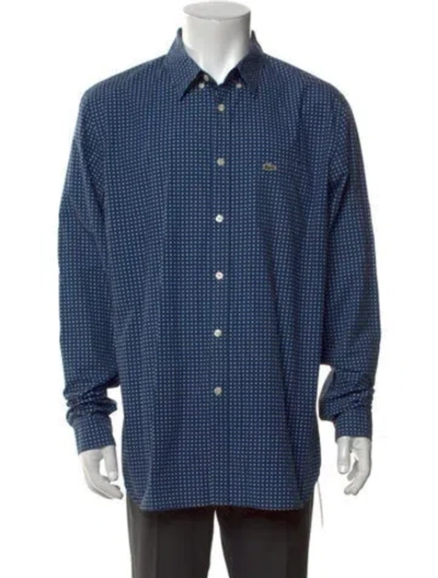 Pre-owned Lacoste Polka Dot Print Long Sleeve Shirt In Blue