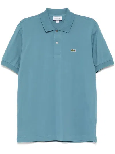 Lacoste Logo-embroidered Cotton Polo Shirt In Blue