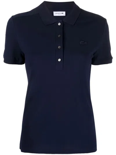 Lacoste Chest Logo-patch Polo Top In Blue