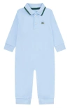 Lacoste Polo Collar Stretch Cotton Piqué Romper In Blue