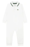 Lacoste Babies'  Polo Collar Stretch Cotton Piqué Romper In White