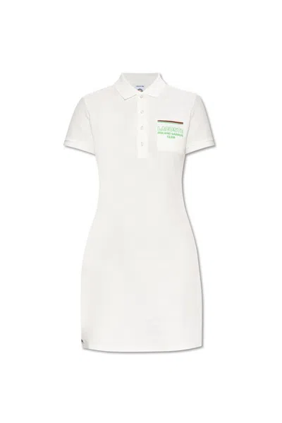 Lacoste Logo-embroidered Mini Dress In White