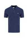Lacoste Buttoned Collar Lightweight Cotton Polo With Classic Design In Blue