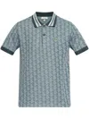 Lacoste Monogram Pattern Polo Shirt In Blue