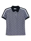 Lacoste Monogram Jacquard Polo Top In Blue