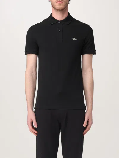Lacoste Stretch Pique Short-sleeve Slim Fit Polo Shirt In Black