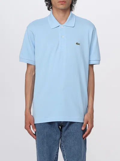 Lacoste Cotton Piquet Polo Shirt In Powder Blue In Patterned Blue