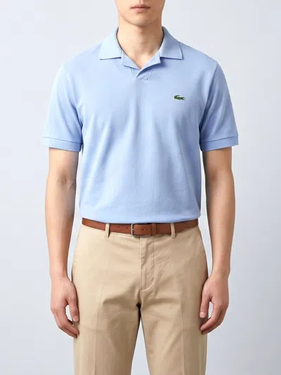 Lacoste Cotton Polo Shirt With Mini Logo In Blue
