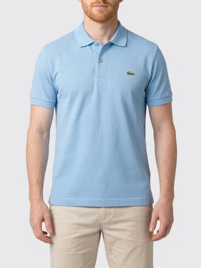 Lacoste Cotton Piquet Polo Shirt In Powder Blue In Patterned Blue