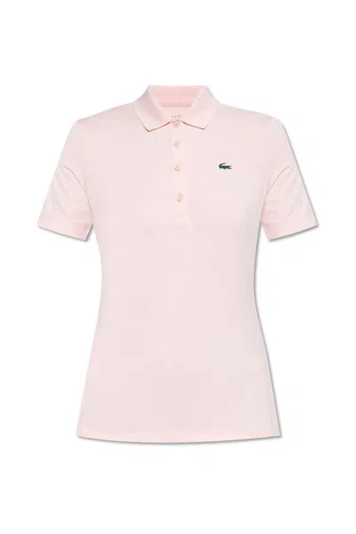 Lacoste Logo-patch Polo Top In Pink