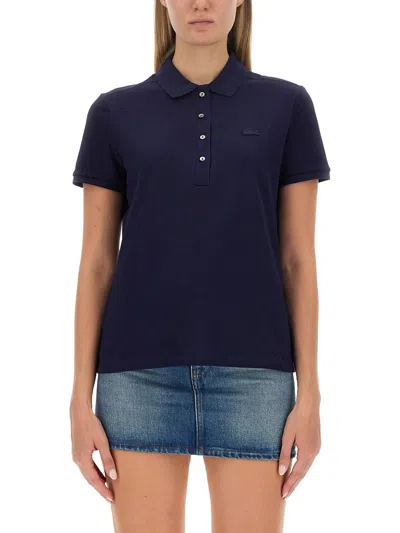 Lacoste Chest Logo-patch Polo Top In Blue