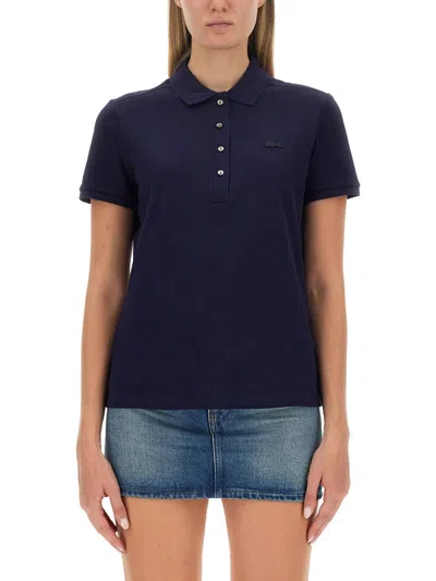 Lacoste Chest Logo-patch Polo Top In Blue