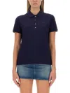 Lacoste Chest Logo-patch Polo Top In Blue