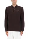 Lacoste Polo With Logo In Brown